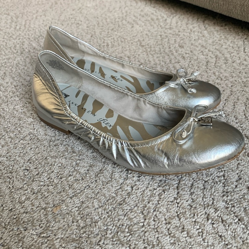 Anne Klein Metallic Silver Ballet Flats